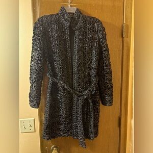 Vivienne Tam vintage black ribbon woven belted jacket